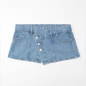 bnwt zara denim asymmetric sash belt/micro skirt